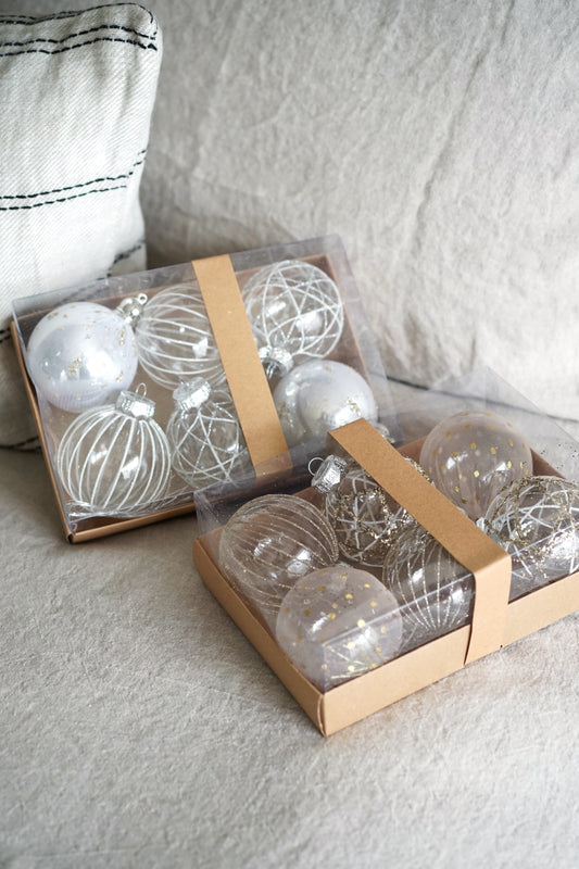 Festive Elegance Ornamental Baubles Collection 8CM (Set of 6 with 2 Colour Options)