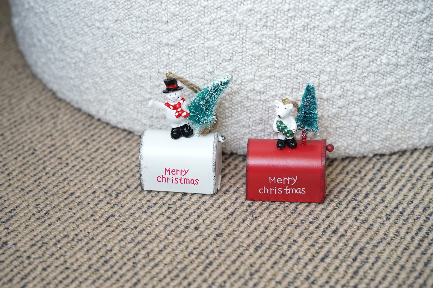 Whimsical Christmas Mailbox Ornaments (Set of 2)