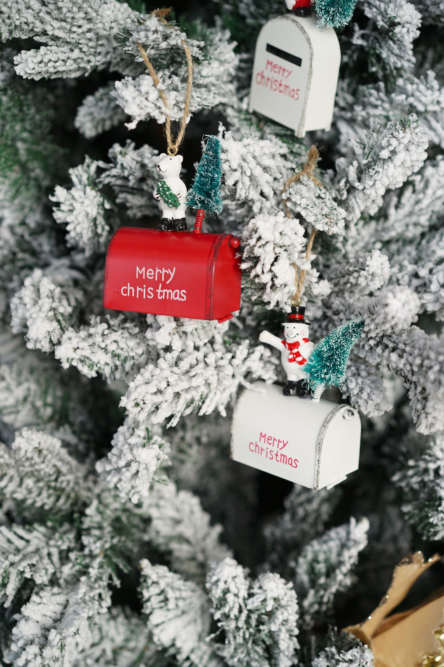 Whimsical Christmas Mailbox Ornaments (Set of 2)