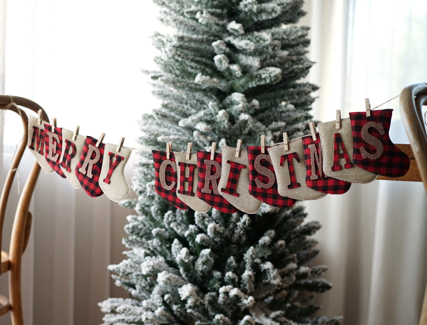 Burlap Canvas Xmas Stocking Banner