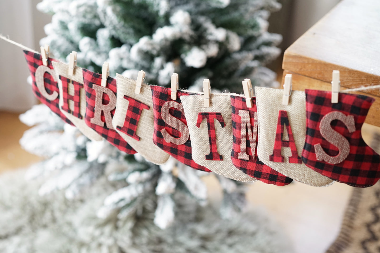 Burlap Canvas Xmas Stocking Banner