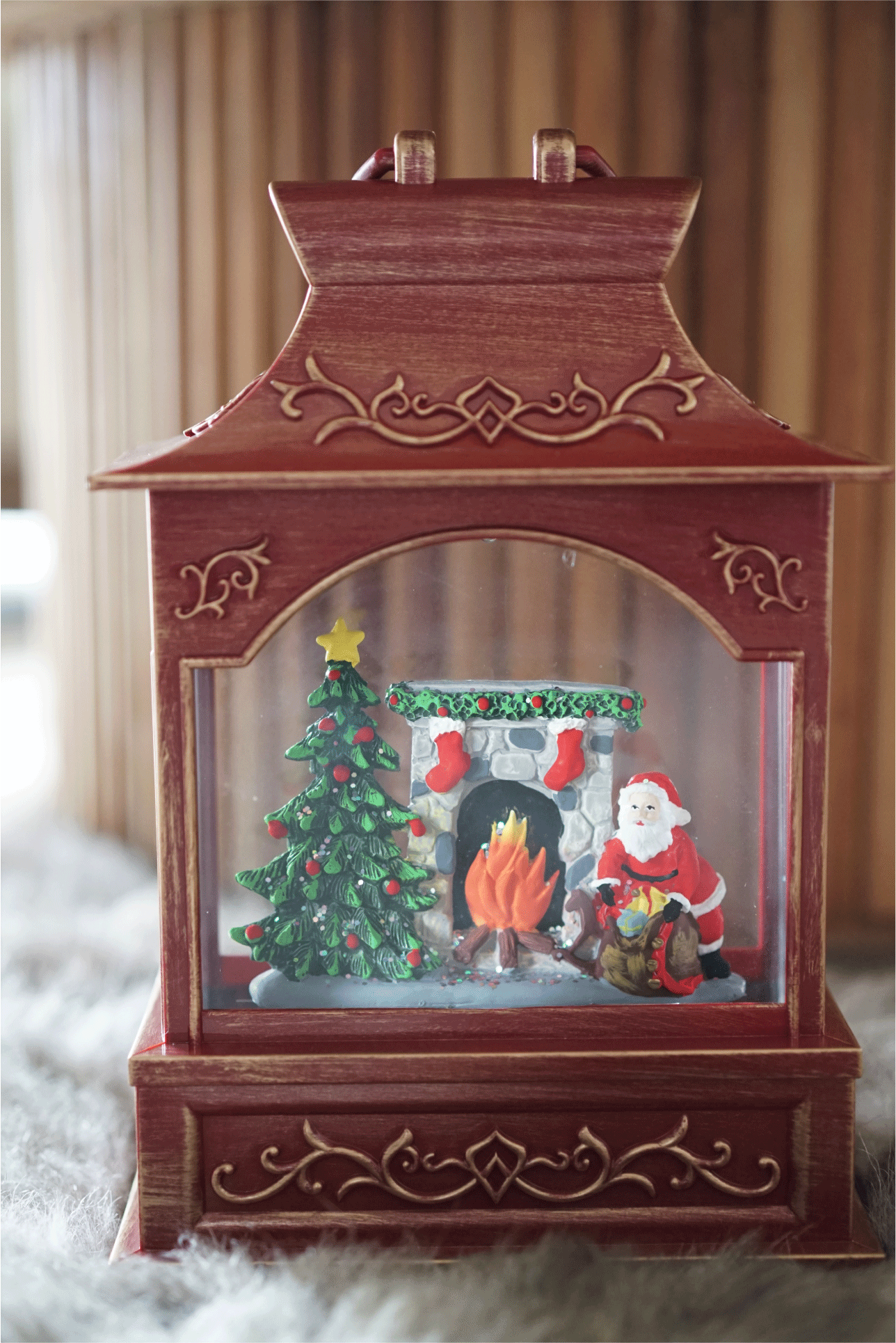 'Santa Claus by the Fireplace' Musical & Lighting Lantern